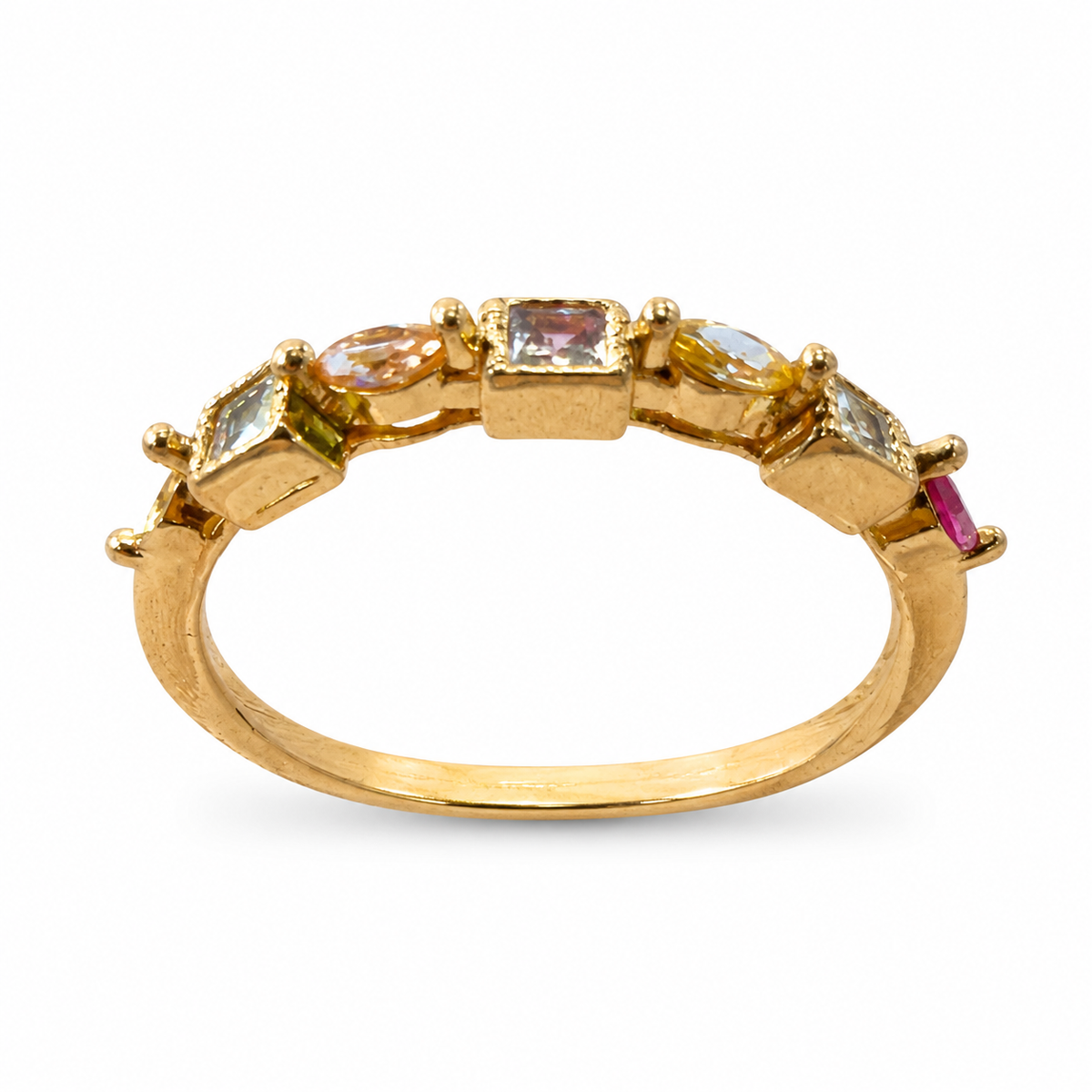 Adjustable Multicolor Zircon Stainless Steel Ring