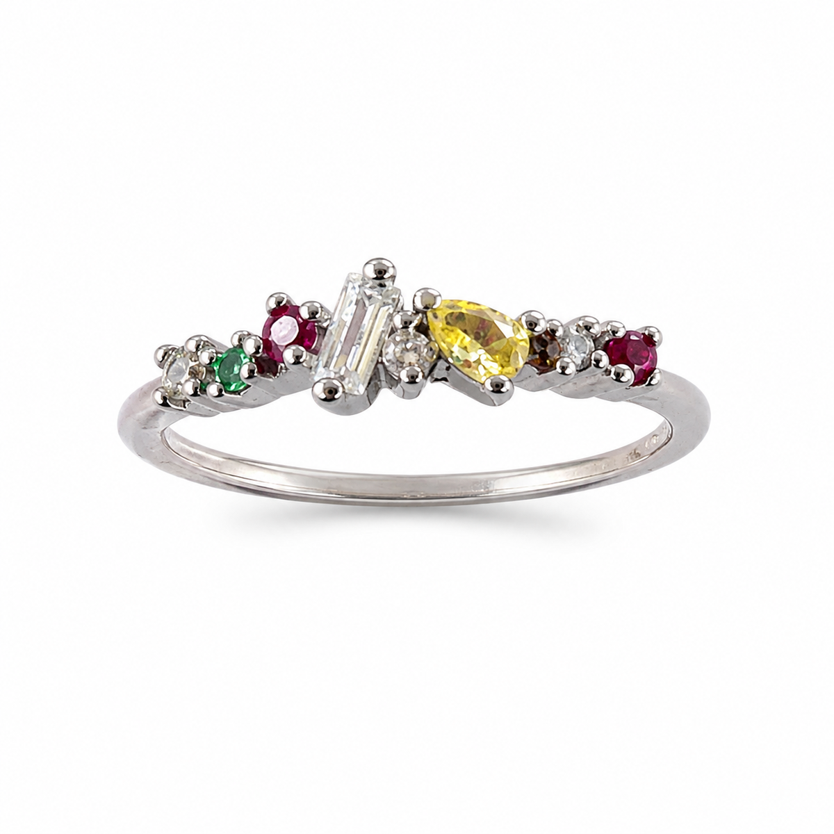 Adjustable Multicolor Zircon Stainless Steel Ring