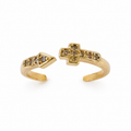 Cross & Arrow Adjustable Gold Ring