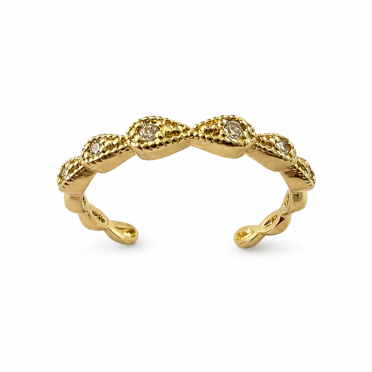 Adjustable Infinity Twist Zircon Gold Tone Ring