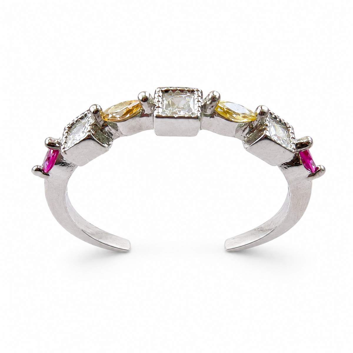 Adjustable Multicolor Zircon Stainless Steel Ring