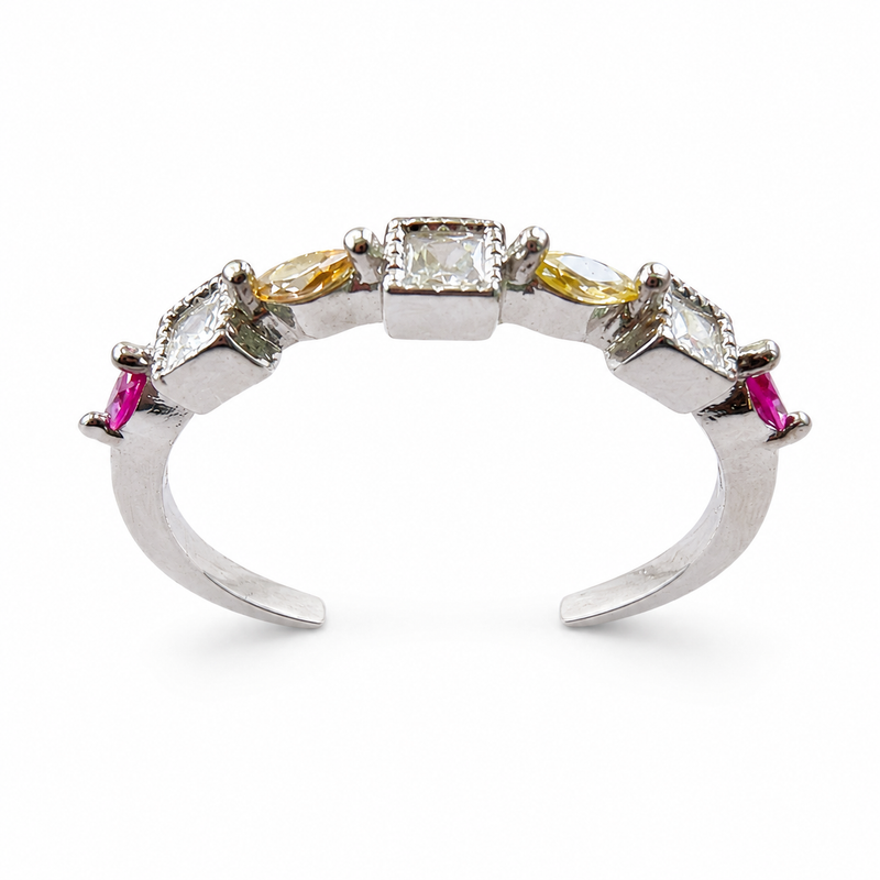 Adjustable Multicolor Zircon Stainless Steel Ring