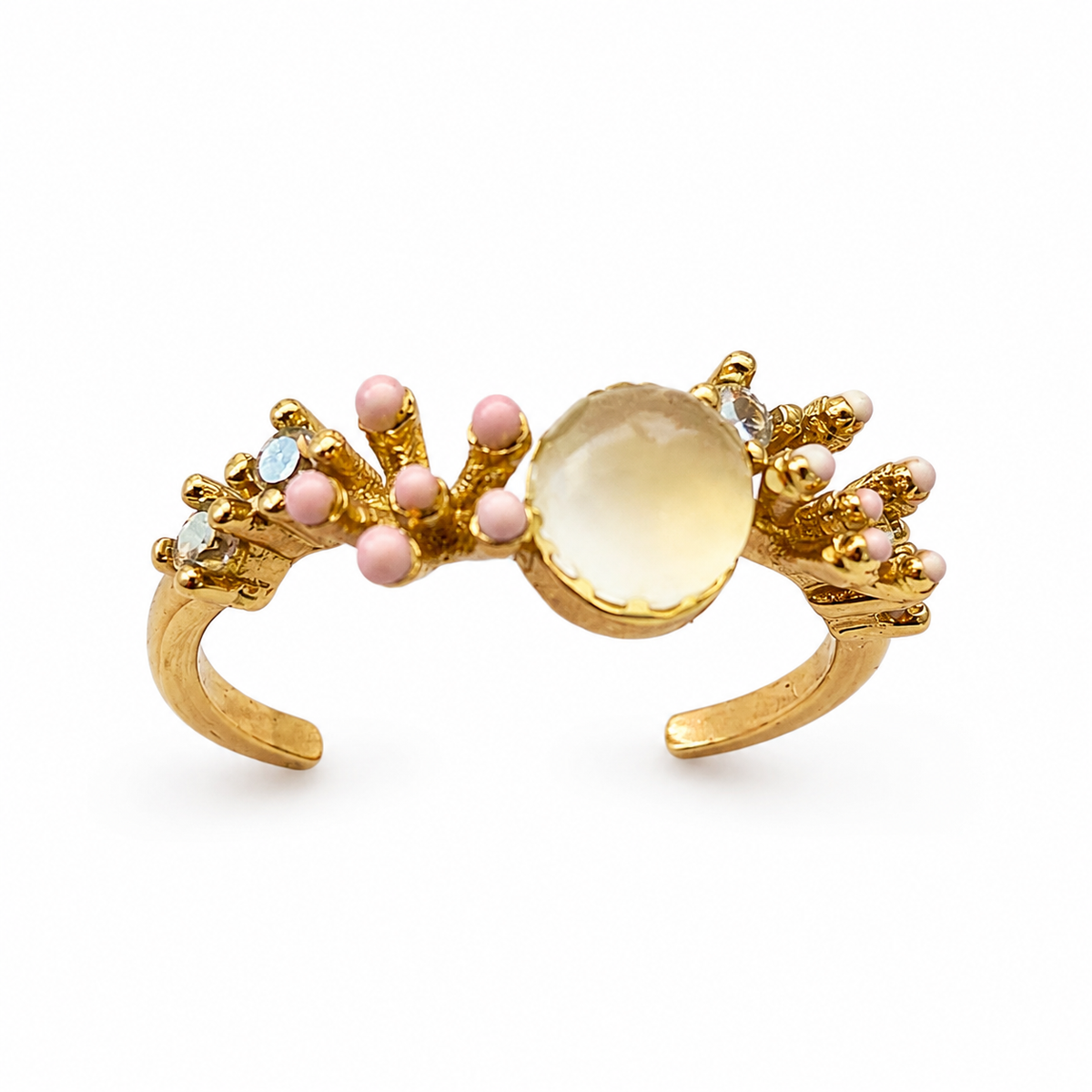 Moonlit Blossom Natural Stone Ring
