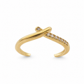 Golden Crossline Zircon Ring