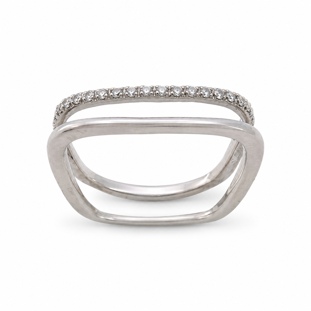 Silver Parallel Sparkle Ring