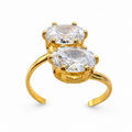 Golden Twin Spark Zircon Ring