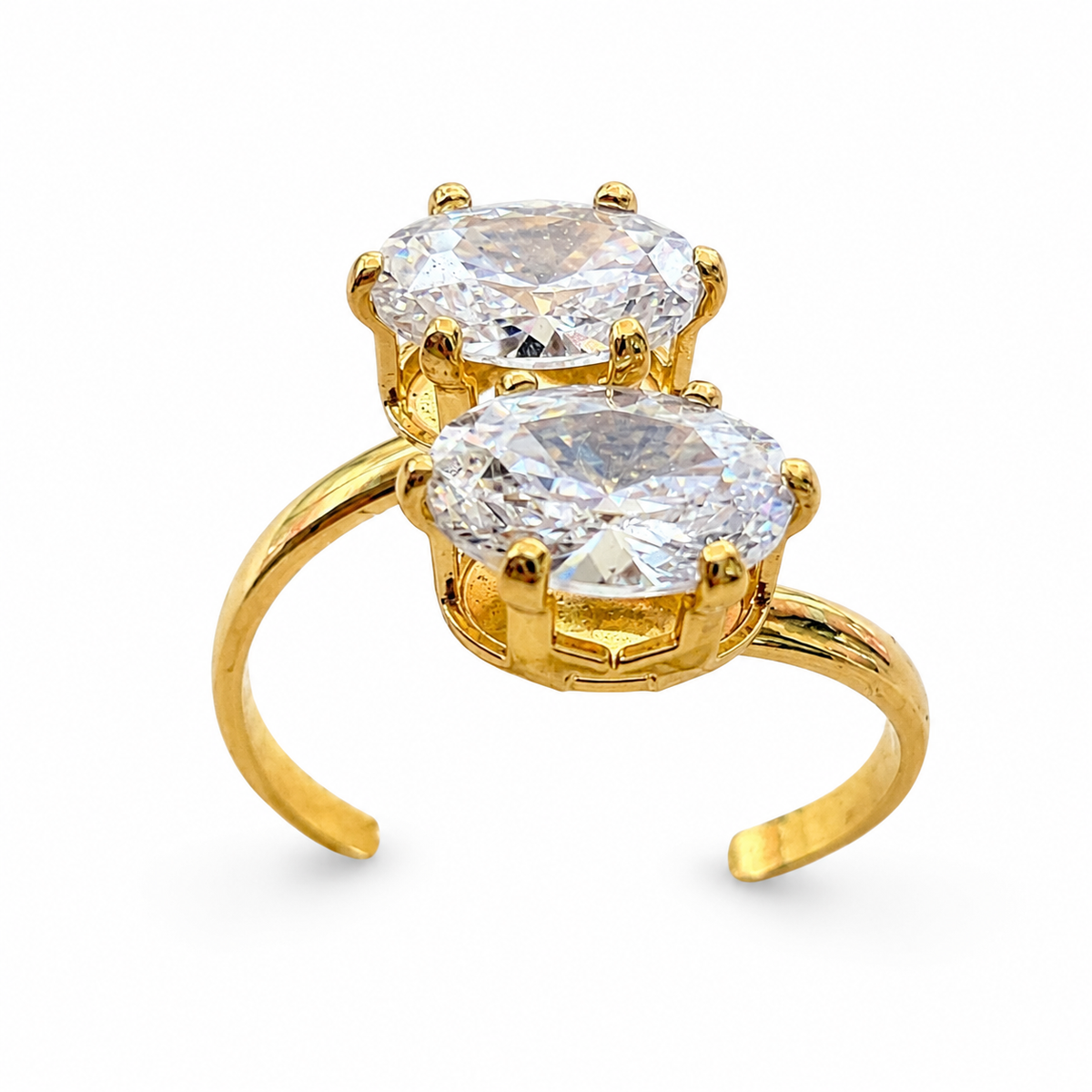 Golden Twin Spark Zircon Ring