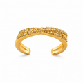 Golden Crossover Pavé Zircon Adjustable Ring
