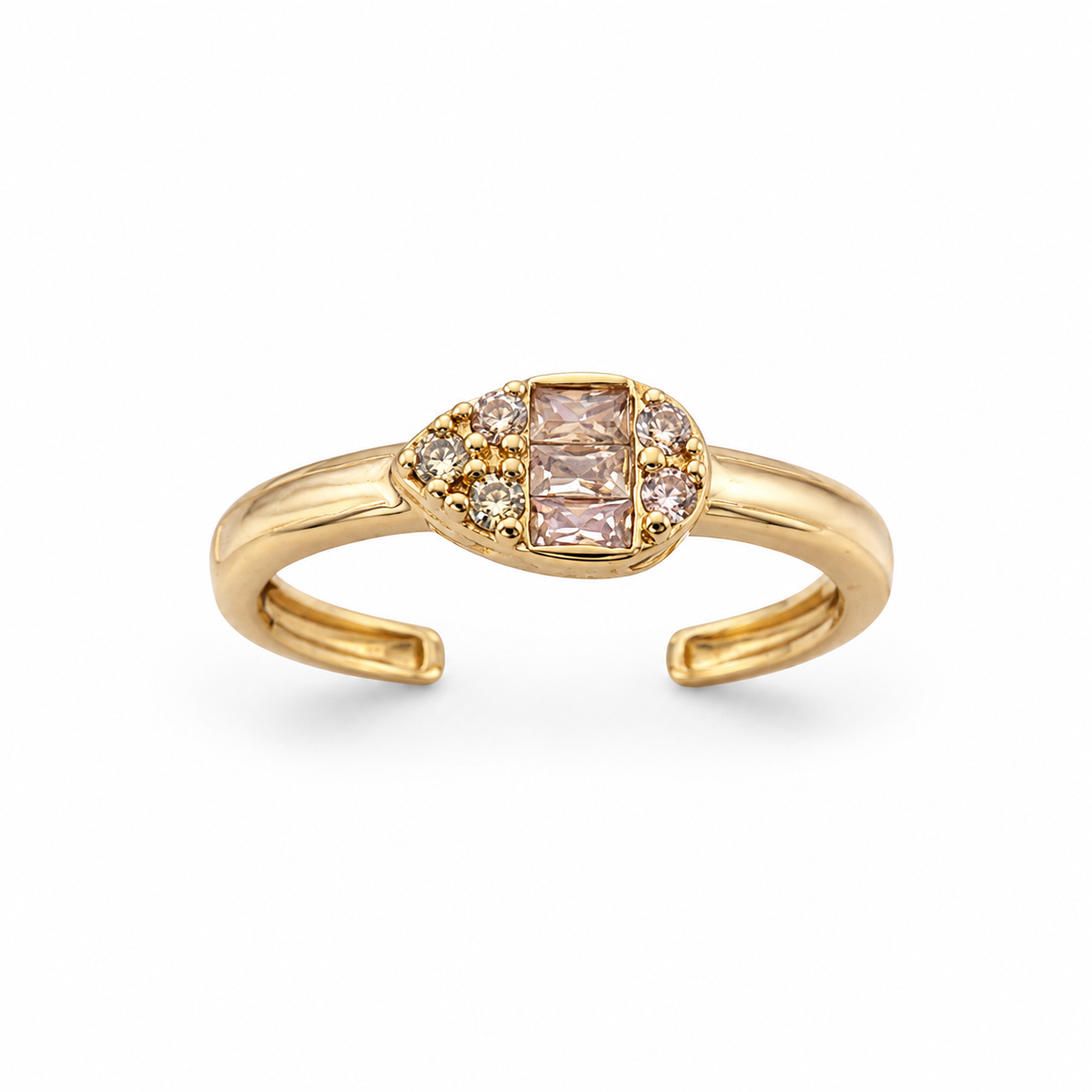 Golden Halo Baguette Zircon Adjustable Ring