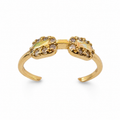 Golden Twin Halo Zircon Ring