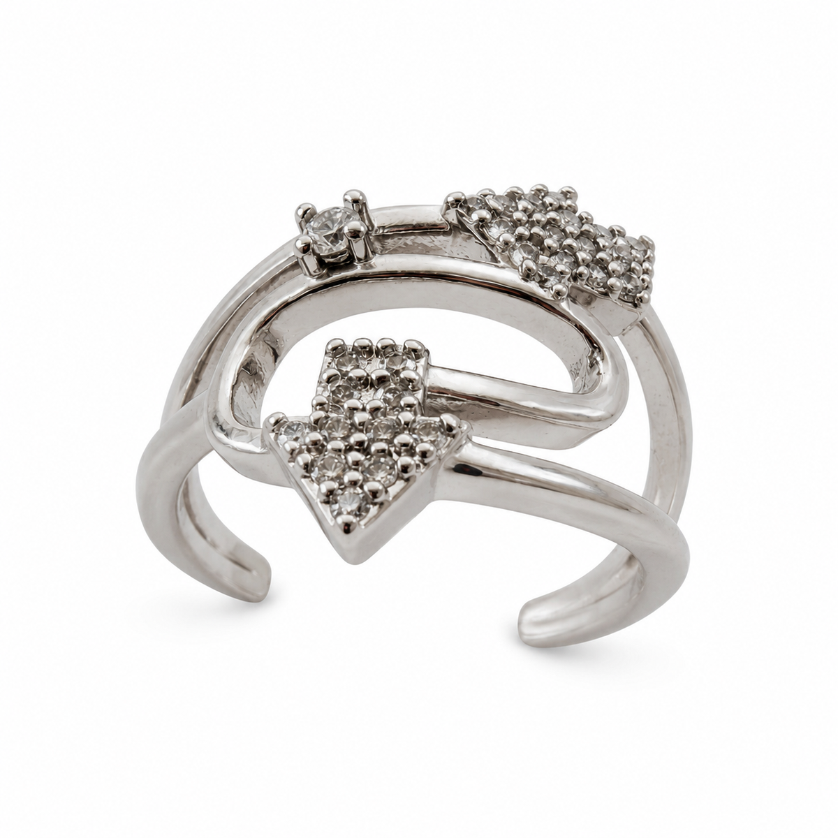Double Arrow Zircon Adjustable Ring
