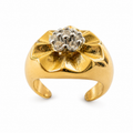 Golden Bloom Zircon Statement Adjustable Ring