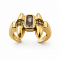 Golden Shield Baguette Zircon Adjustable Ring