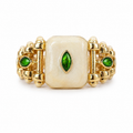 Ivory Emerald Mosaic Adjustable Statement Ring