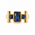 Royal Blue Geometric Zircon Adjustable Ring