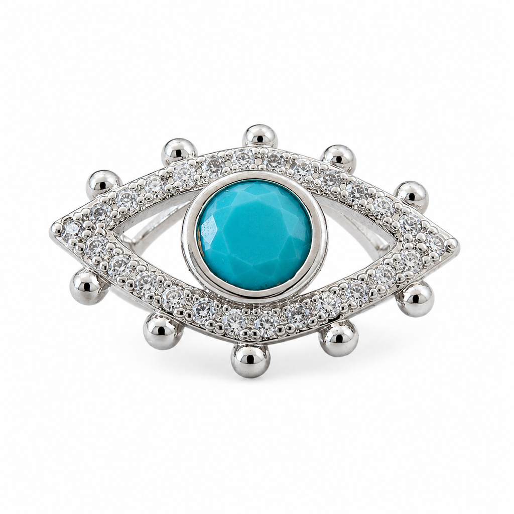 Turquoise Evil Eye Zircon Adjustable Statement Ring