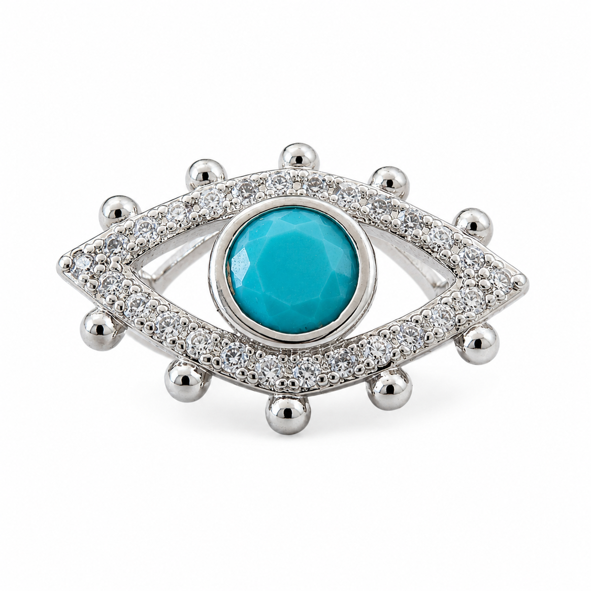 Turquoise Evil Eye Zircon Adjustable Statement Ring