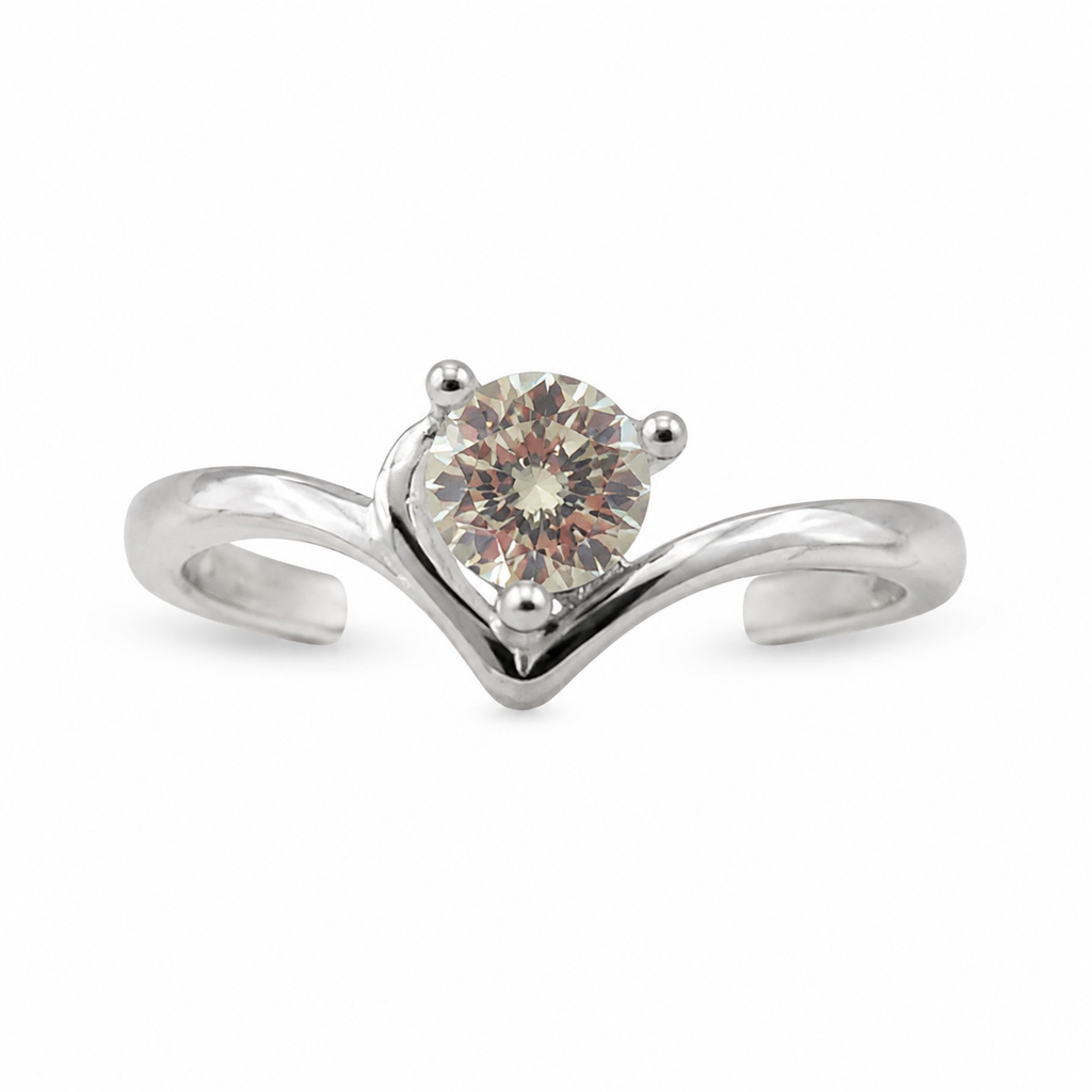 Adjustable Solitaire Zircon Stainless Steel Ring