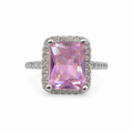 Blush Radiance Rectangular Halo Adjustable Ring