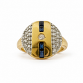 Midnight Deco Oval Statement Adjustable Ring