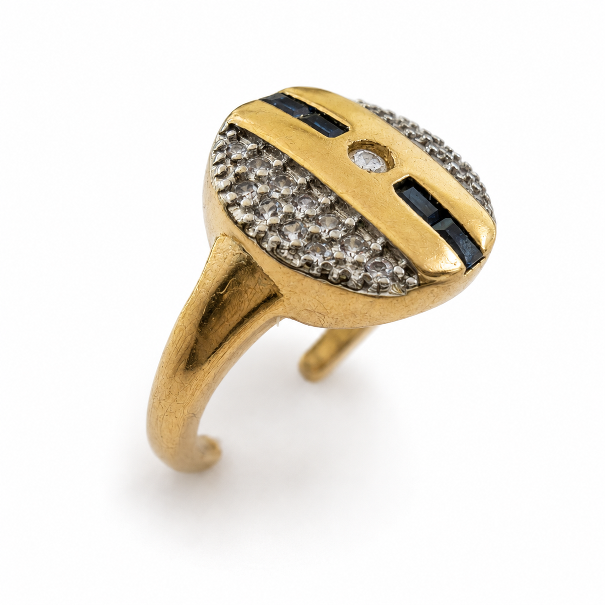 Midnight Deco Oval Statement Adjustable Ring