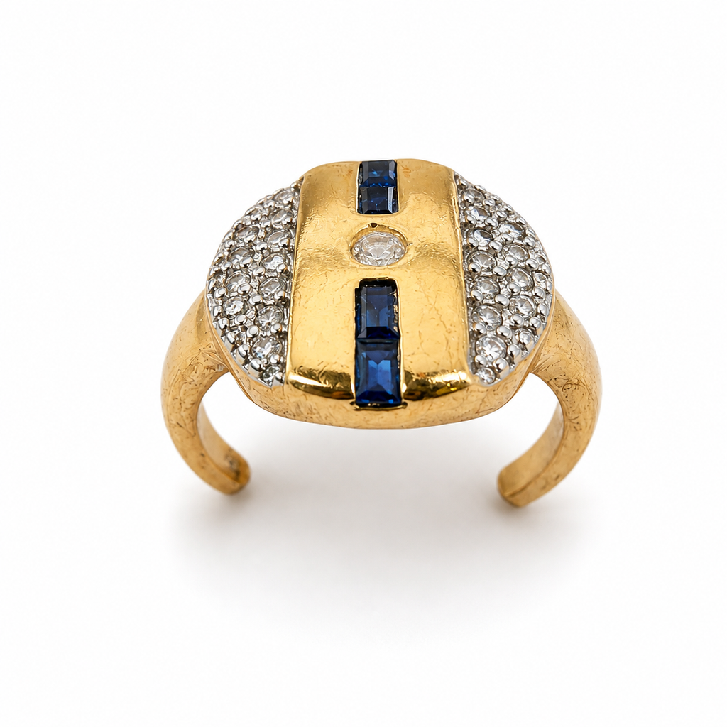 Midnight Deco Oval Statement Adjustable Ring