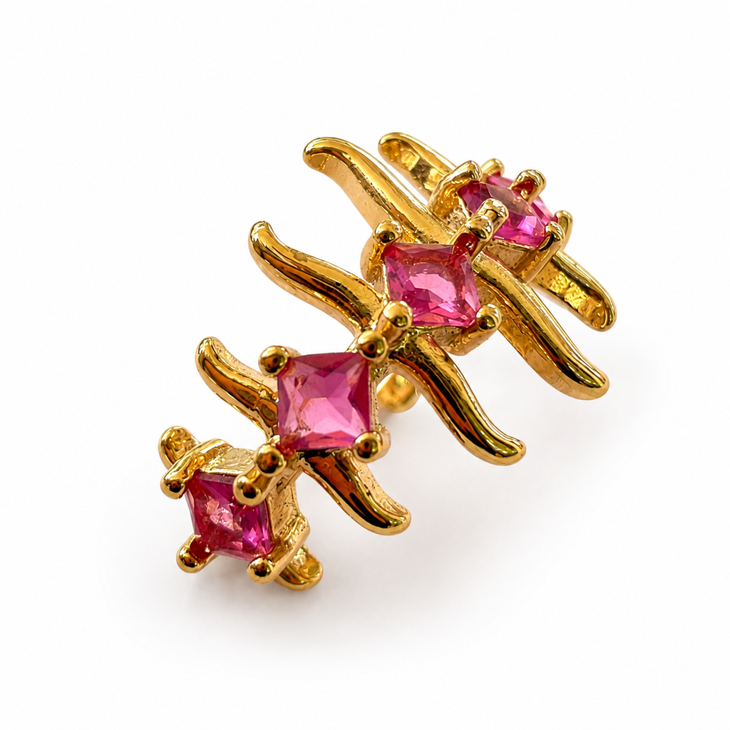 Pink Flame Sculptural Statement Adjustable Ring
