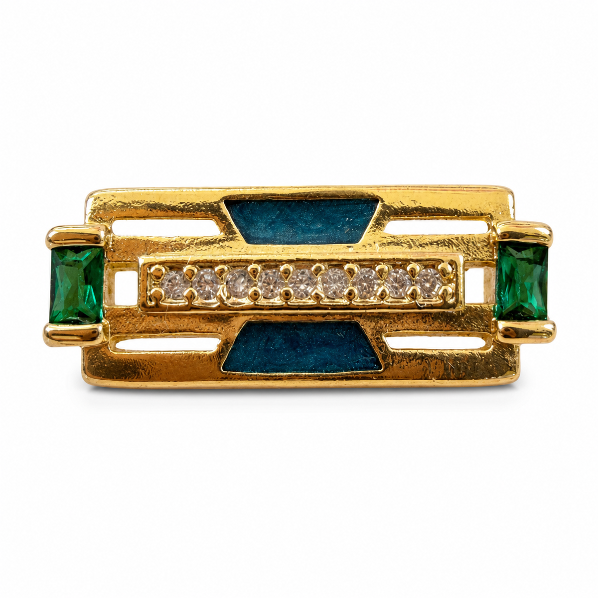 Emerald Axis Geometric Adjustable Statement Ring