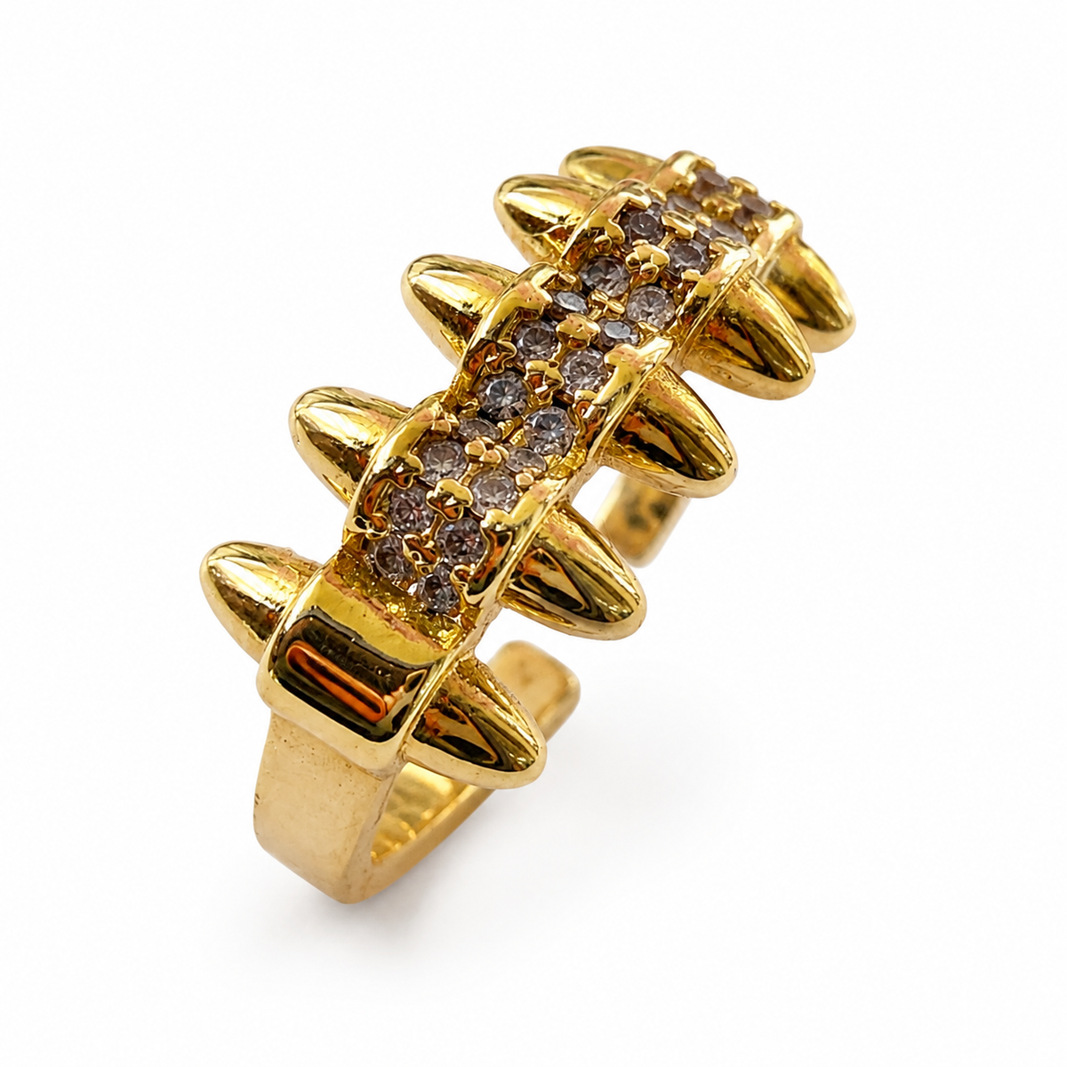 Golden Fang Crystal Adjustable Statement Ring