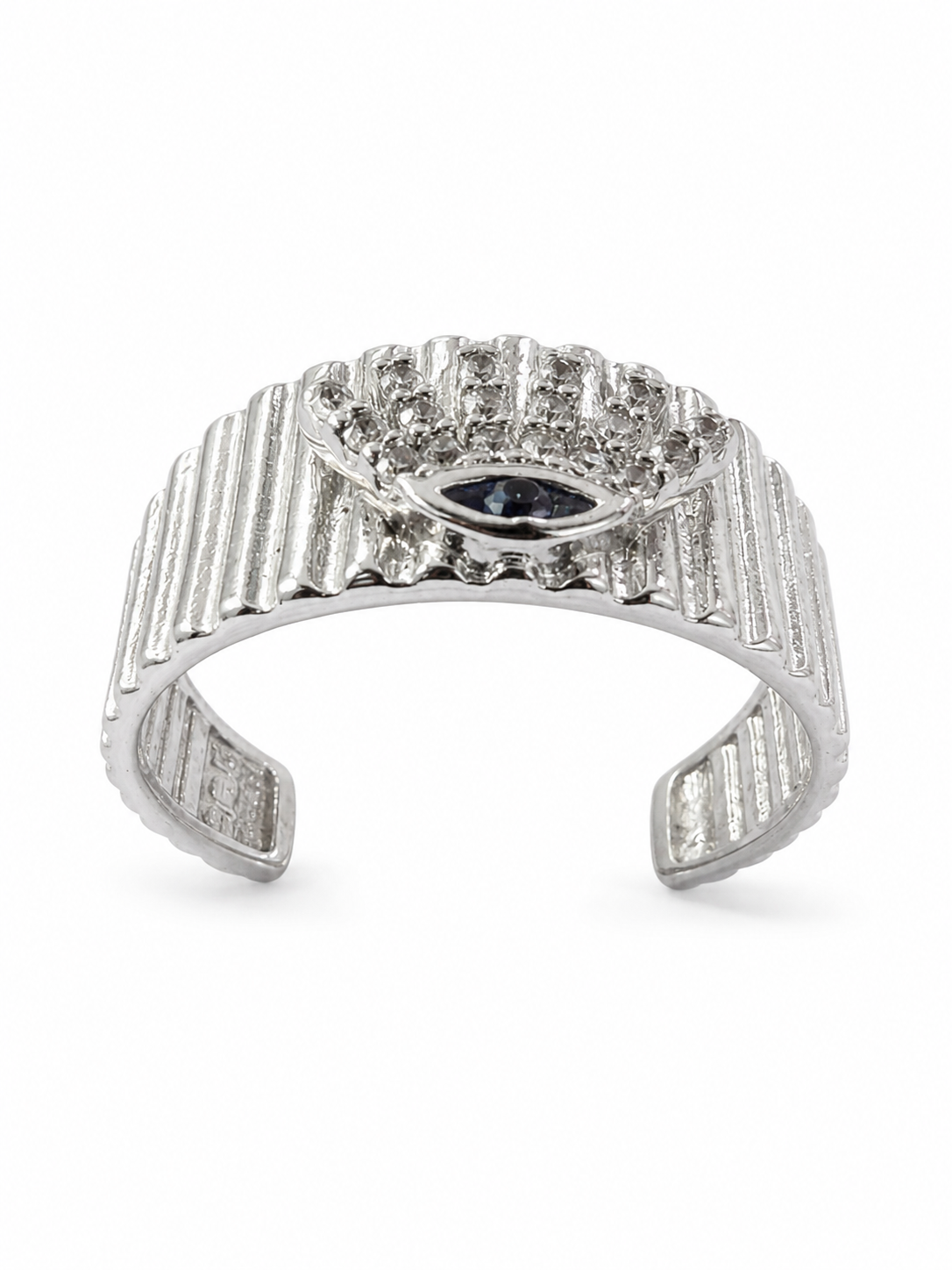 Royal Gaze Silver Crown Eye Adjustable Statement Ring