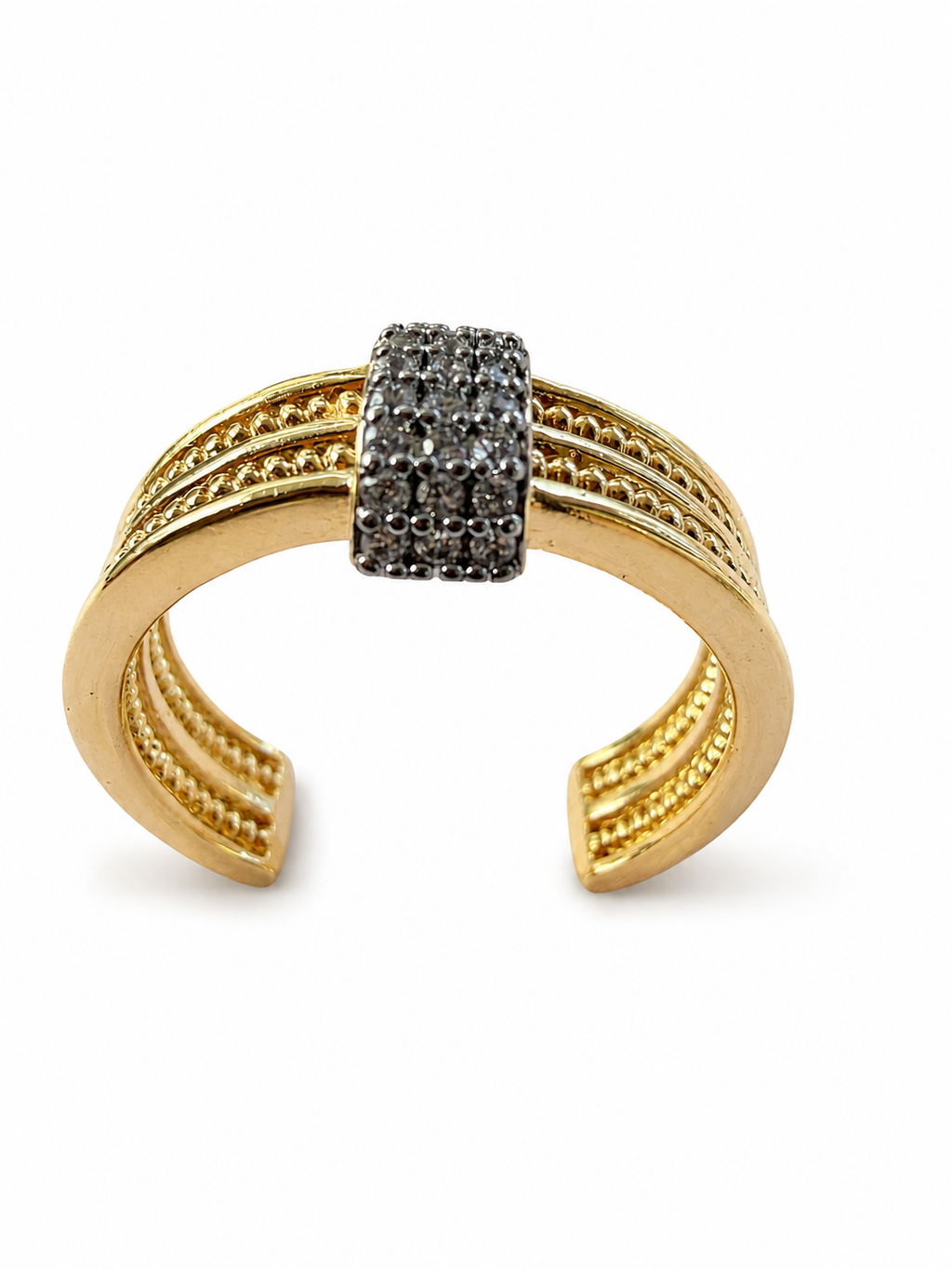 Trinity Pavé Bar Gold-Tone Adjustable Ring