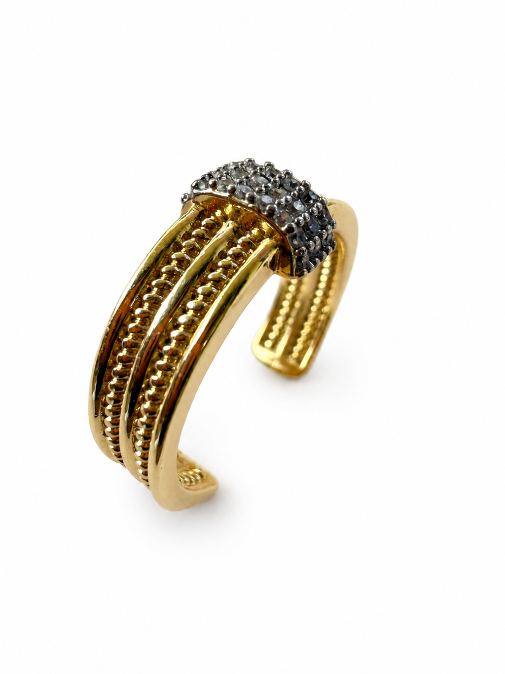 Trinity Pavé Bar Gold-Tone Adjustable Ring