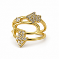Golden Arrow Zircon Adjustable Ring