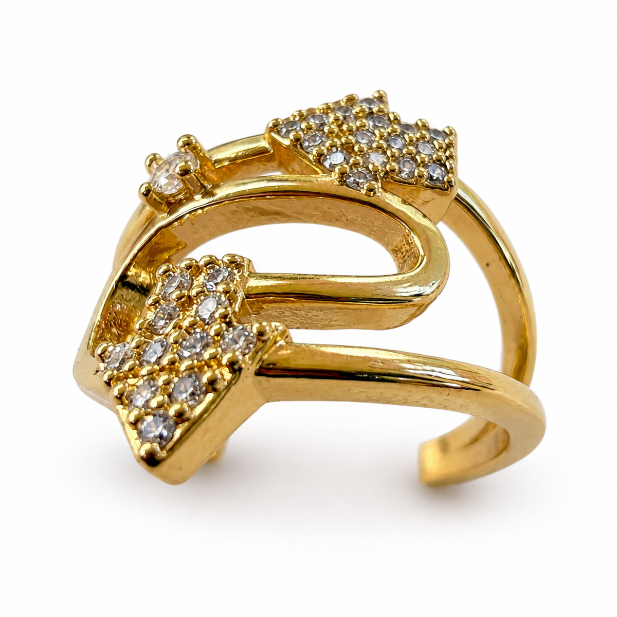 Golden Arrow Zircon Adjustable Ring