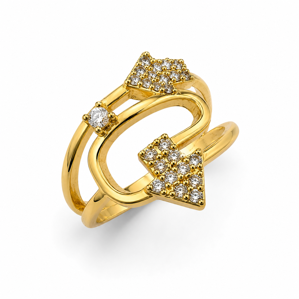 Golden Arrow Zircon Adjustable Ring