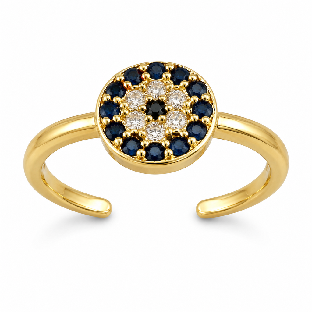 Blue Evil Eye Zircon Adjustable Ring