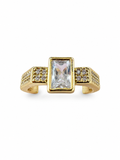 Rectangular Crystal Gold Adjustable Ring