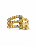 Triple Row Zircon Open Adjustable Ring