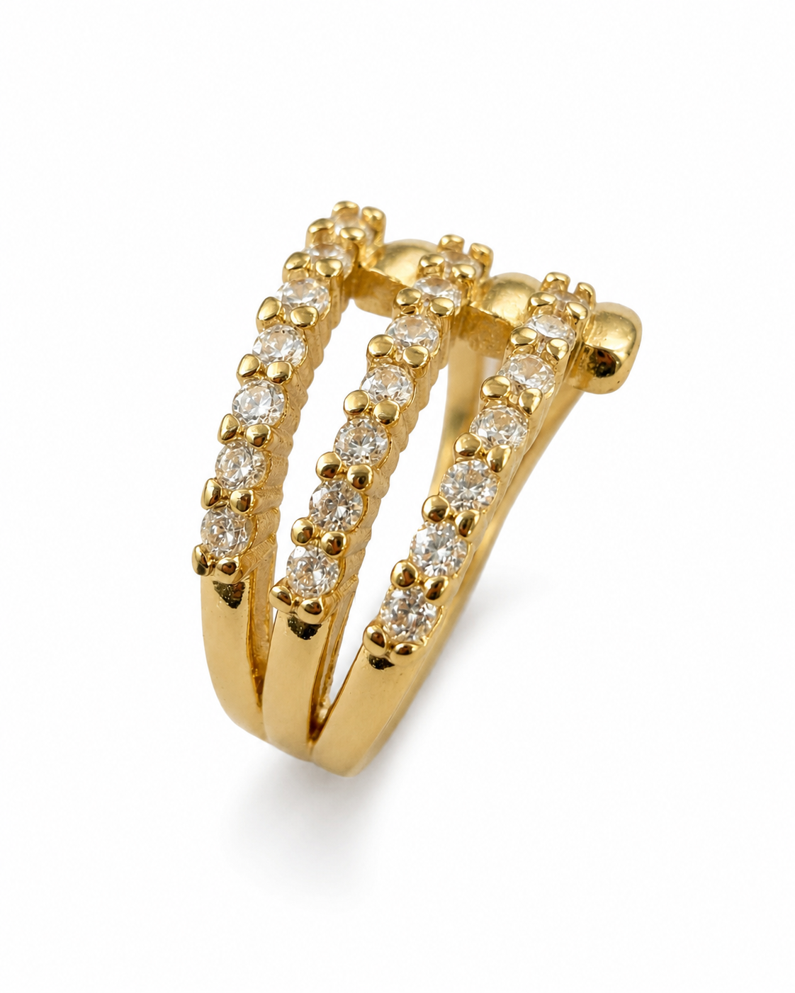 Triple Row Zircon Open Adjustable Ring