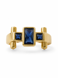 Midnight Blue Geometric Adjustable Statement Ring