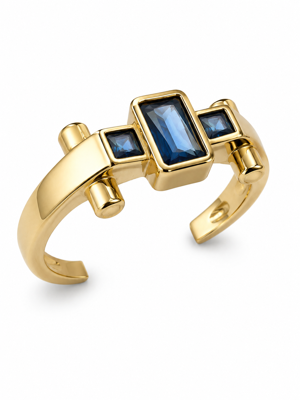 Midnight Blue Geometric Adjustable Statement Ring