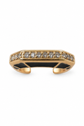 Black Enamel Zircon Geometric Adjustable Ring