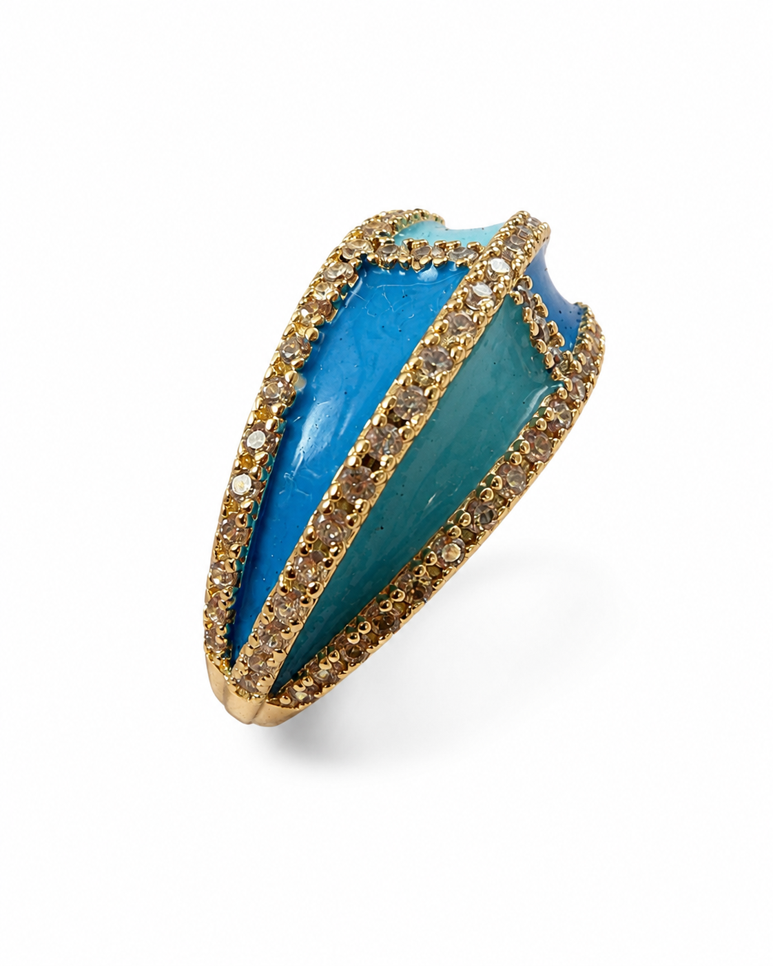 Blue Enamel Crystal Dome Adjustable Ring