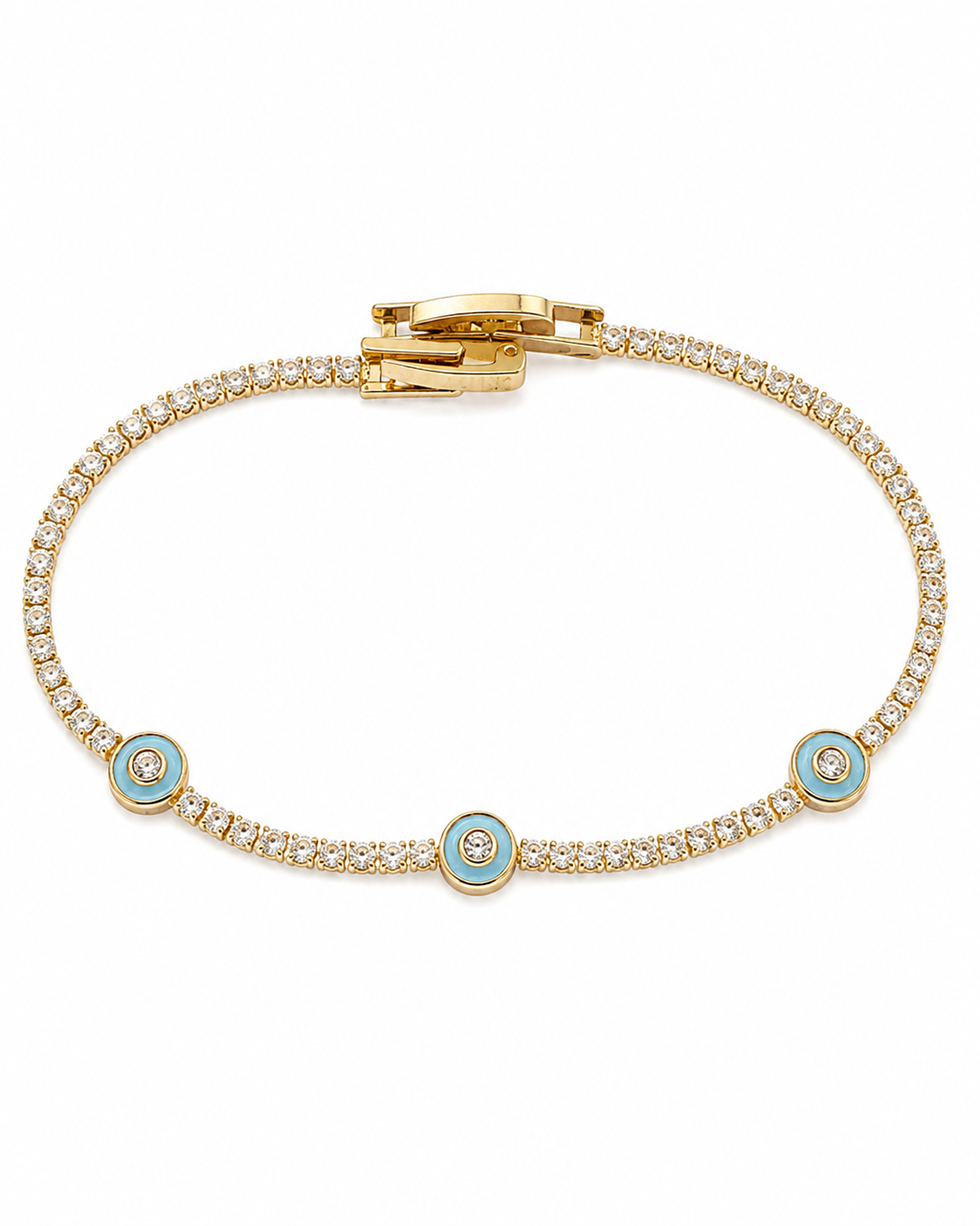 Triple Turquoise Evil Eye Crystal Tennis Bracelet