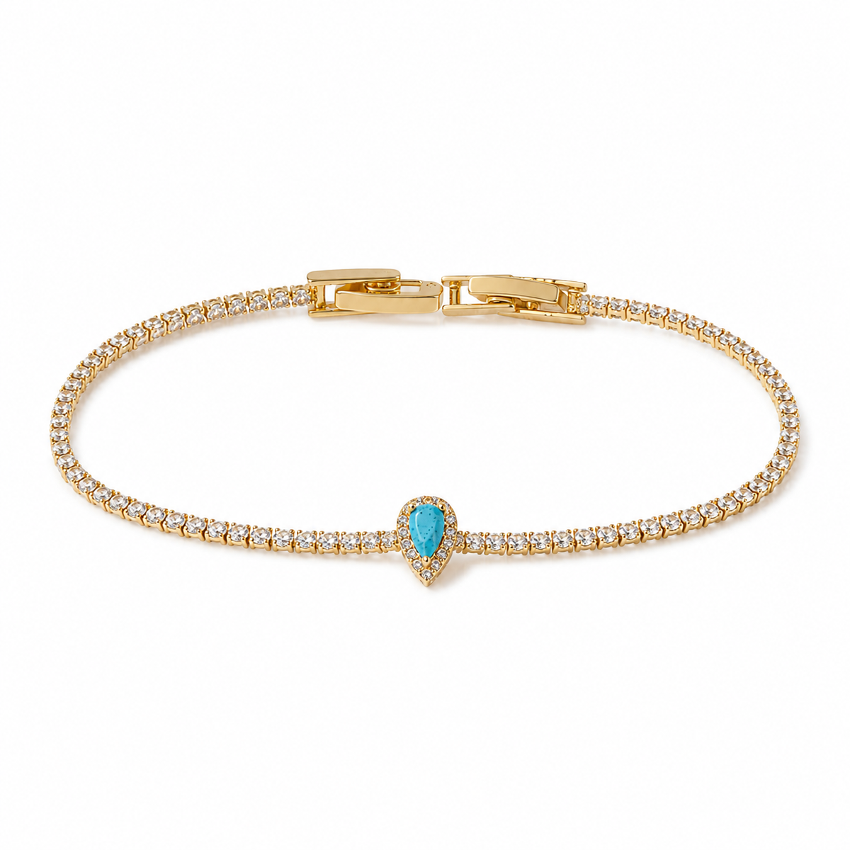 Turquoise Teardrop Crystal Tennis Bracelet