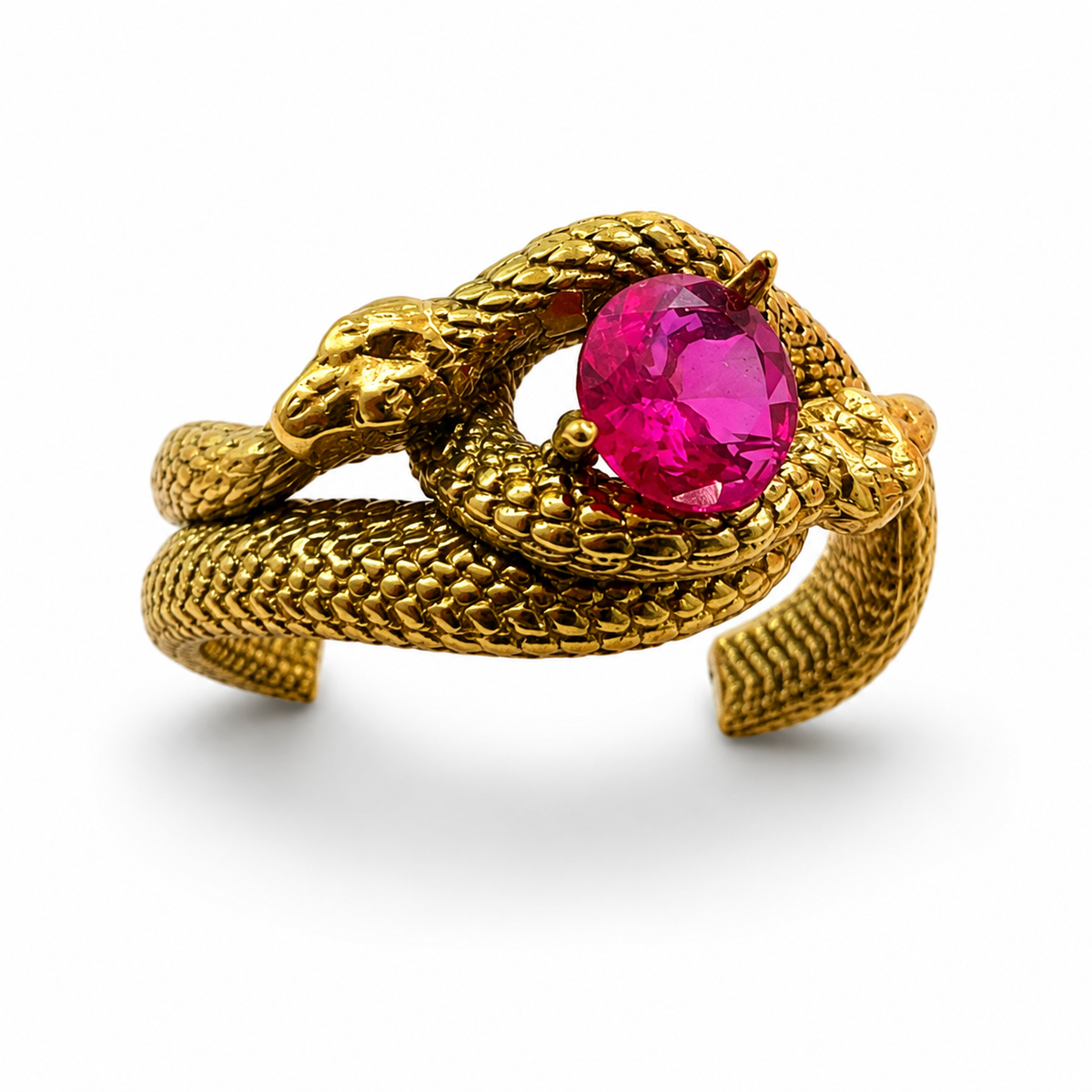 Gold Snake Ruby Adjustable Ring