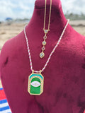 Enamel Detailed Gold Plated Stainless Steel Cord Necklace