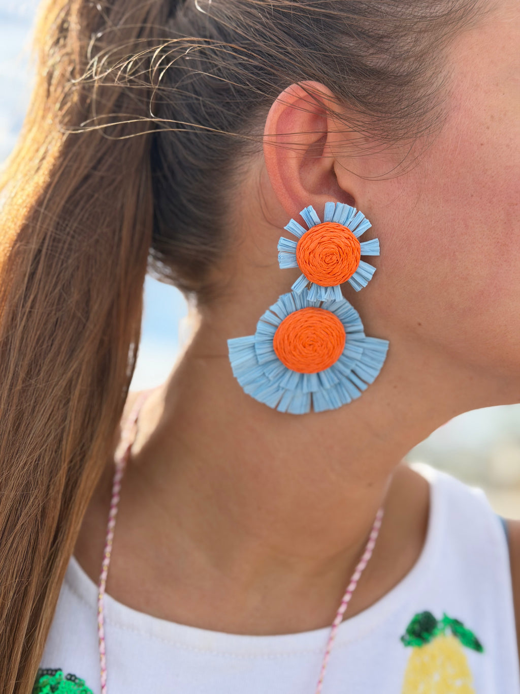 Handmade Fabric Daisy Flower Earrings