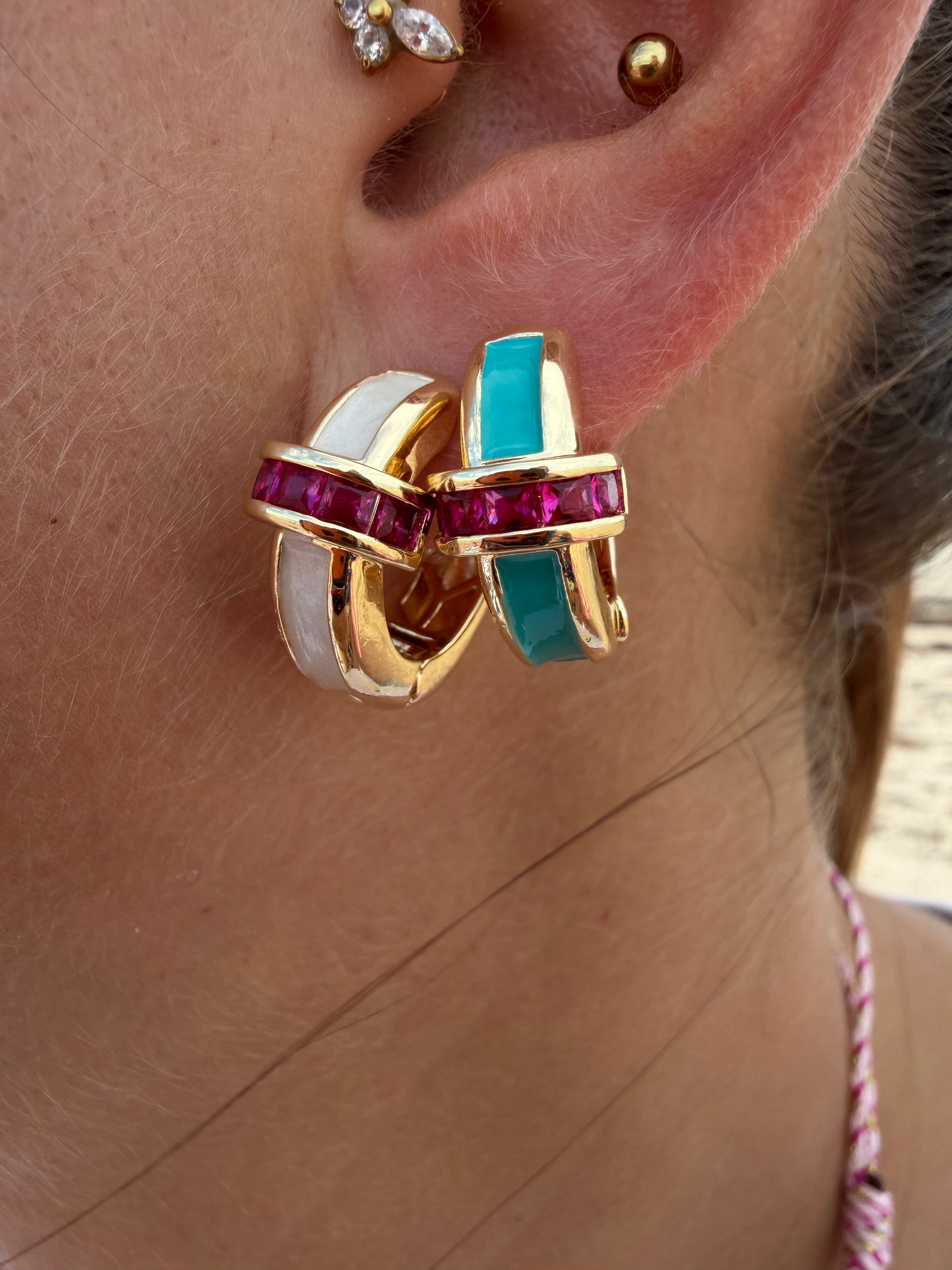 Gold Plated Enamel Earings