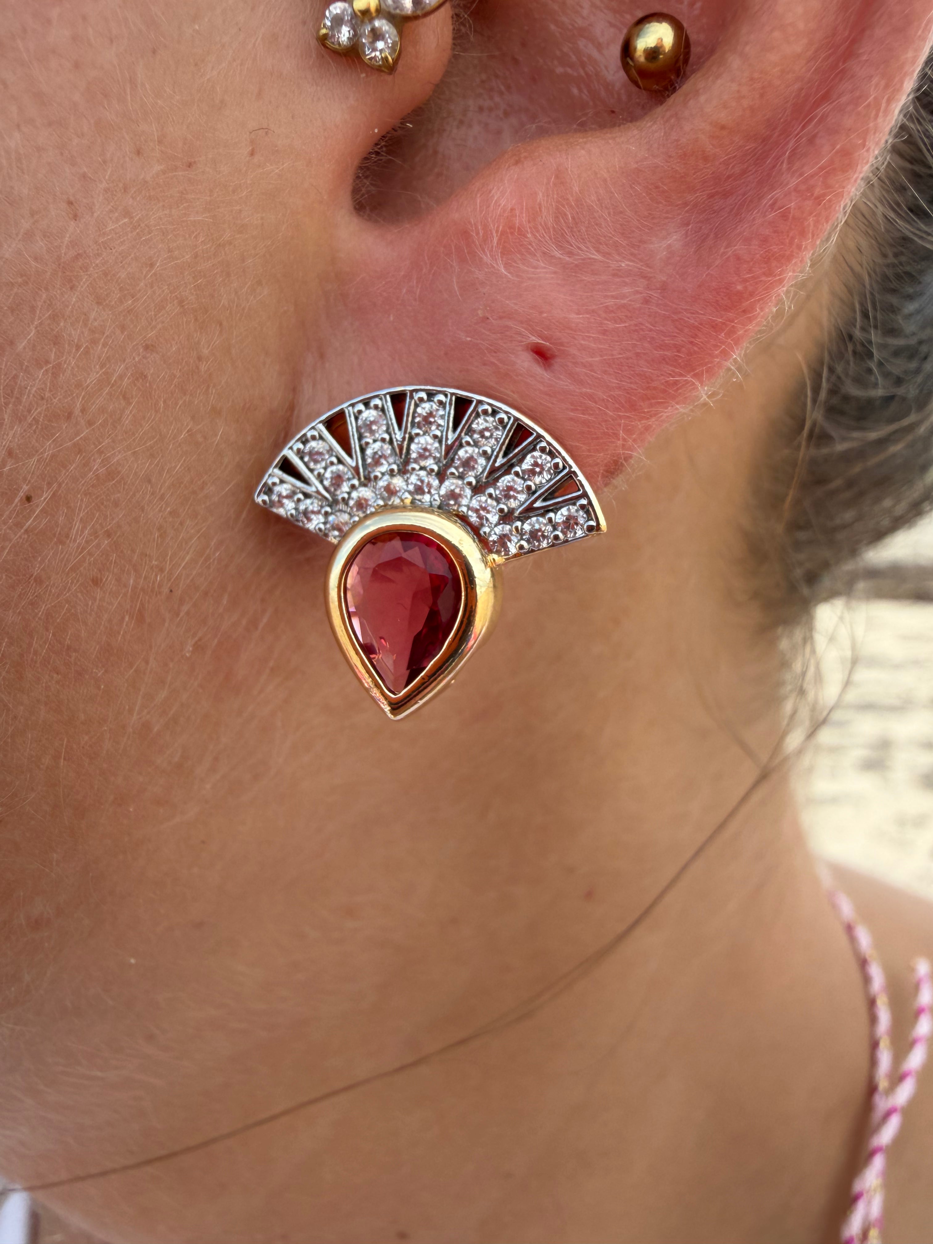 Gold Plated Stainless Steel Earrings with Natural Stone
